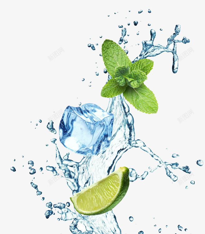 冰块青柠和绿叶png免抠素材_88icon https://88icon.com 冰块 叶 水珠 青柠