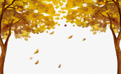 秋天黄色树木落叶素材