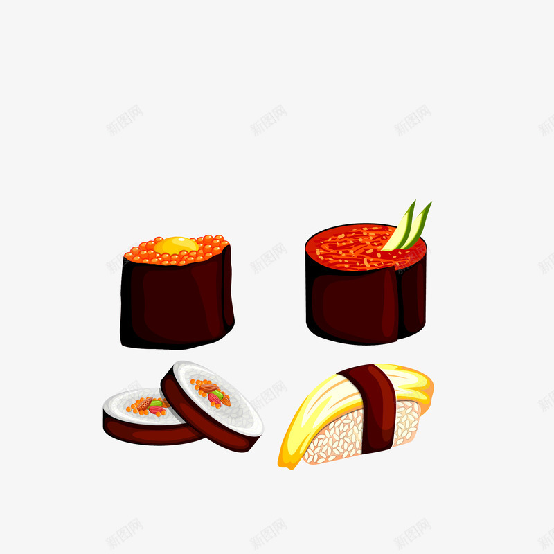 手绘食物寿司png免抠素材_88icon https://88icon.com png免抠图 创意 卡通 手绘 日本寿司 时尚 米饭 紫菜 食物