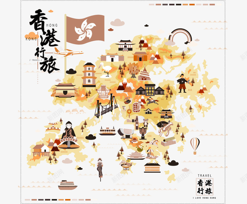 香港旅游矢量图eps免抠素材_88icon https://88icon.com 中华人民共和国香港特别行政区 中国香港 地标建筑 插画 旅游 矢量图 紫荆公园 香港 香港