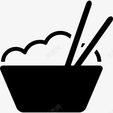 一碗饭和筷子图标图标