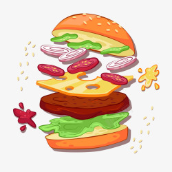 卡通手绘汉堡矢量图素材
