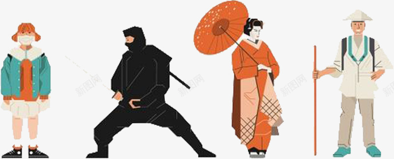 日本女人与武士png免抠素材_88icon https://88icon.com 彩色 日本女人 武士