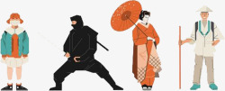 日本女人与武士素材