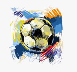 彩绘足球足球抽象彩绘元素高清图片