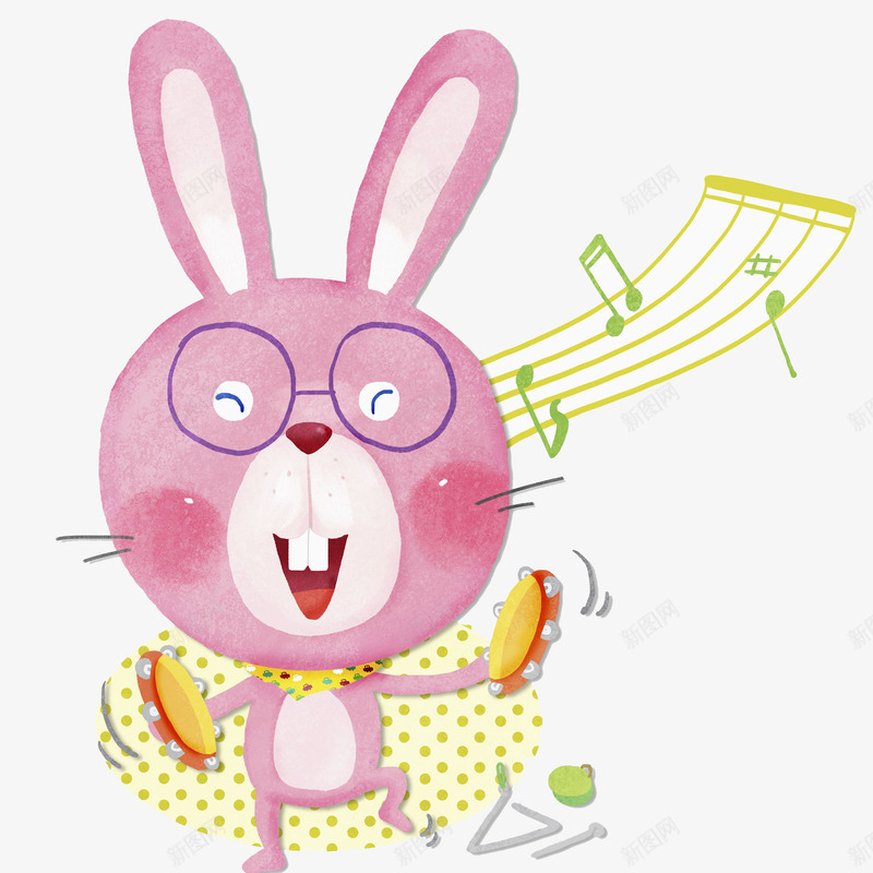 粉色兔子动物插画png免抠素材_88icon https://88icon.com 动物 卡通 平面 手绘 粉色兔子 读物插画 音乐