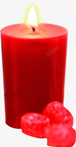 红色燃烧的蜡烛七夕情人节素材