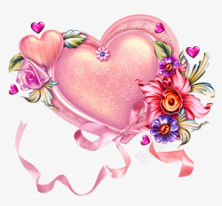 创意情人节粉色花卉爱心法式七夕素材