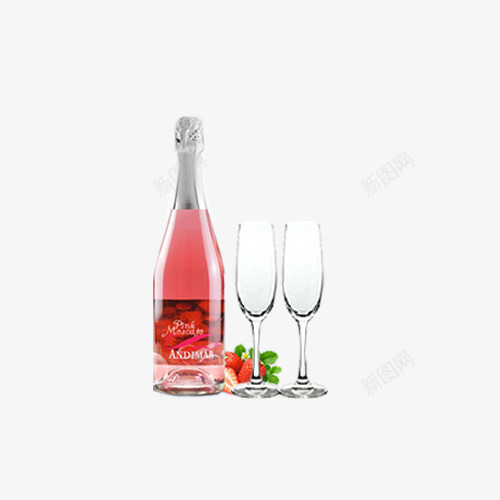 草莓酒与酒杯png免抠素材_88icon https://88icon.com 产品实物 包装 外国酒饮 果酒 玻璃瓶 粉红色 草莓 草莓酒 酒杯