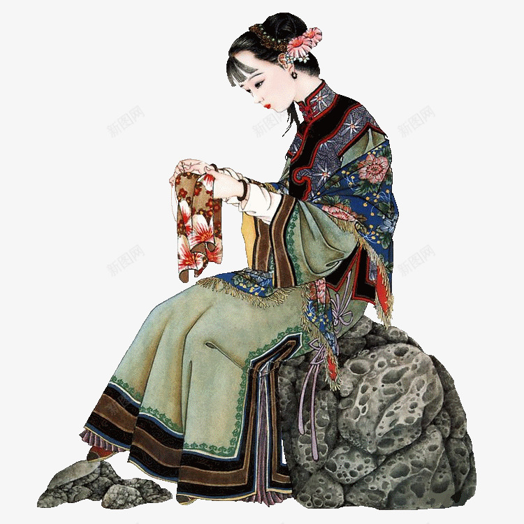 缝补的女人png免抠素材_88icon https://88icon.com png图形 png装饰 古代 女人 石头 装饰