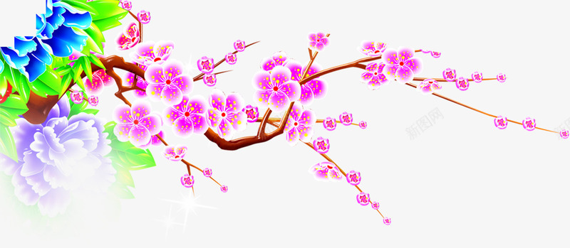 手绘粉色梅花装饰花纹png免抠素材_88icon https://88icon.com 梅花 粉色 花纹 装饰