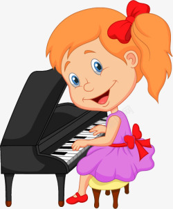 弹钢琴女童矢量图素材