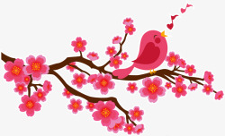 中国风鸟儿栖息在梅花树枝素材