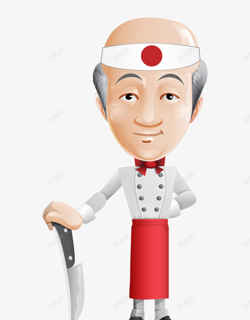 卡通手绘日本首席老人厨师png免抠素材_88icon https://88icon.com 卡通的厨师 日本的厨师 矢量厨师 老人的厨师