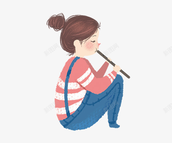 水彩手绘吹笛子的女孩png免抠素材_88icon https://88icon.com 吹长笛的女孩 水彩手绘 水彩手绘吹笛子的女孩 音乐