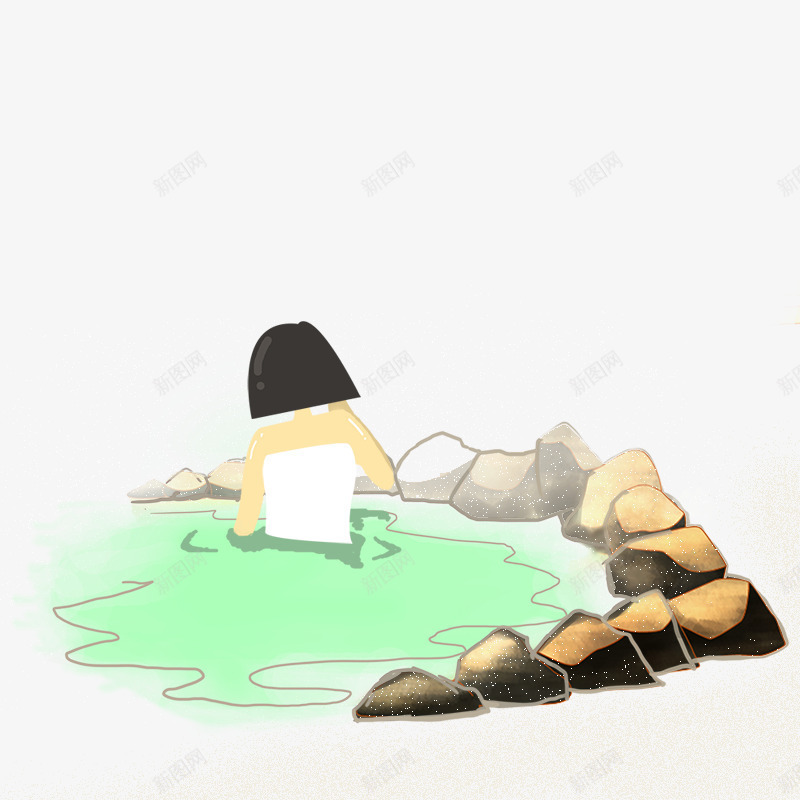 卡通手绘河里洗澡的人物png免抠素材_88icon https://88icon.com 免抠泡澡的人物 卡通 手绘 河里 洗澡的人物 石头 绿色的河流