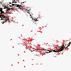 中国风唯美水墨梅花装饰图案素材