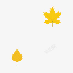 两片黄色的落叶矢量图素材