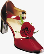 玫瑰花红色高跟鞋七夕素材