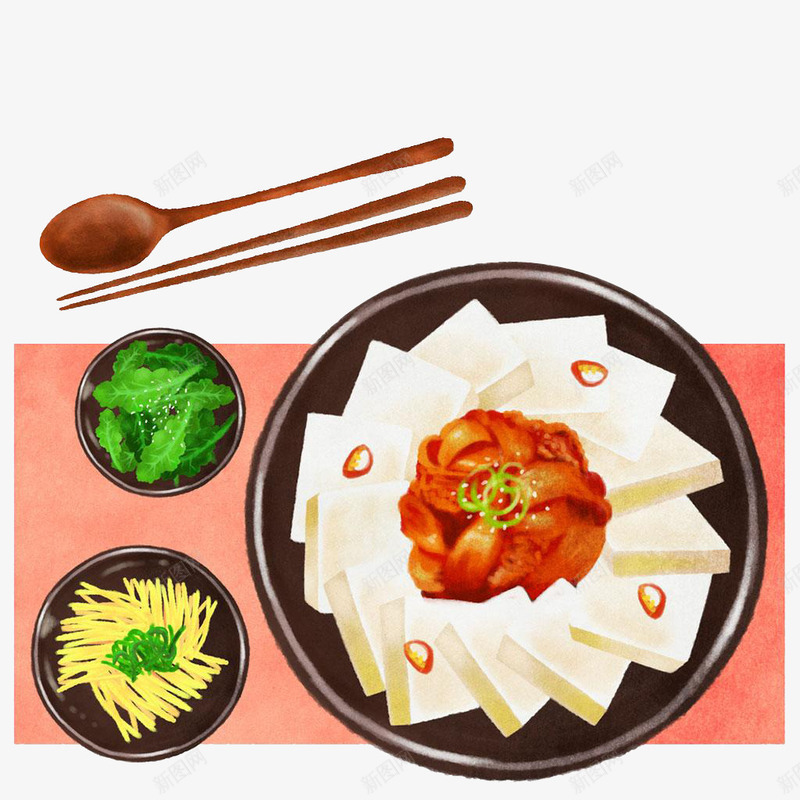 手绘美食png免抠素材_88icon https://88icon.com 小菜 日本料理 豆腐