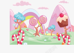糖果小岛卡通彩色糖果小岛矢量图高清图片