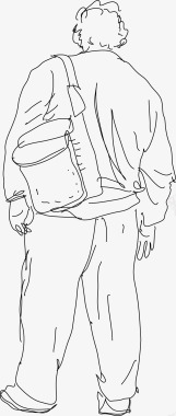 男性手绘速写背包男人背面矢量图图标图标