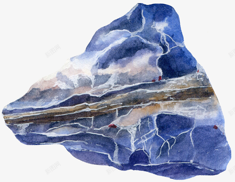 手绘蓝色的石头图png免抠素材_88icon https://88icon.com 创意 卡通手绘 水彩 石头 石子 礁石 蓝色 装饰