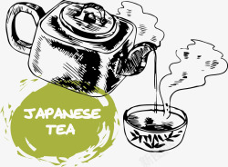 手绘日本绿茶矢量图素材