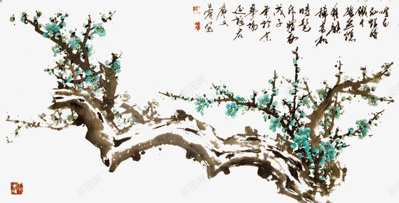 中国风梅花插画海报png免抠素材_88icon https://88icon.com 国风 插画 梅花 海报