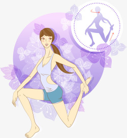 插画韩国美女瑜伽矢量图素材