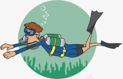 氧气瓶在水中自由自在的潜水员装饰高清图片