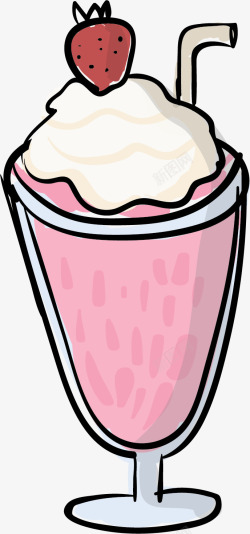 粉红色草莓味奶昔矢量图素材