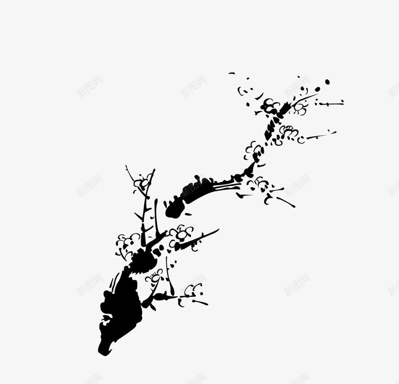 梅花萬杂墨 一幅水墨梅花图png图片免费下载-素材fyppporg-88ICON