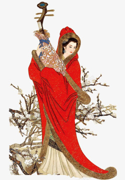 红色琵琶古典美女高清图片