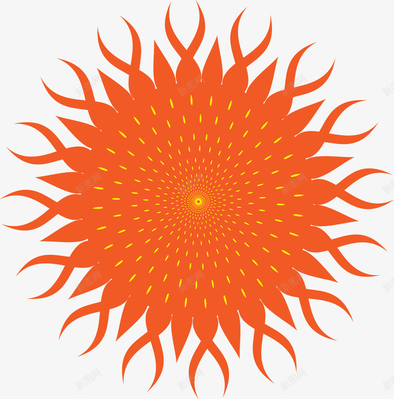橙色太阳抽象图形矢量图ai免抠素材_88icon https://88icon.com 可爱 太阳 抽象 装饰 矢量图