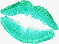 绿色唇印七夕情人节素材