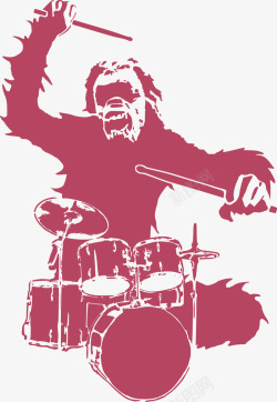 装饰插图打架子鼓的大猩猩素材