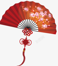 中国结扇子红色扇子矢量图高清图片