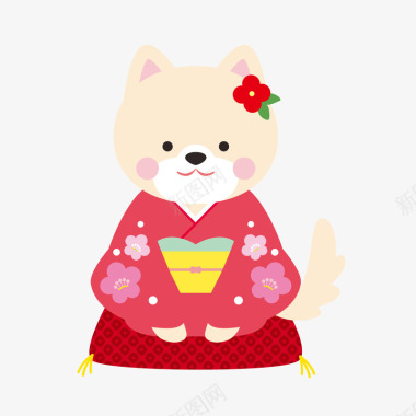 可爱日本和服造型财犬标免矢量图图标图标