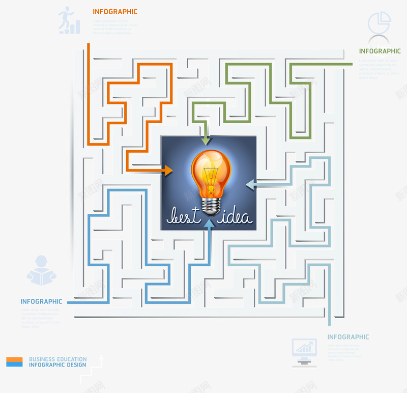 商务电路迷宫图png免抠素材_88icon https://88icon.com 彩色 电灯 线条 迷宫