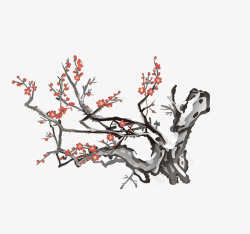 水彩画梅花梅花水墨画高清图片