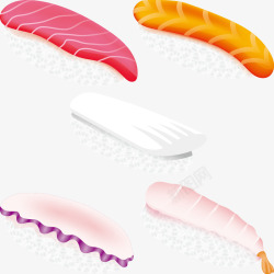 卡通三文鱼寿司甜虾寿司矢量图素材