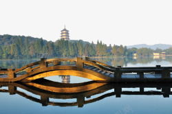 优雅杭州西湖景色旅游桥素材