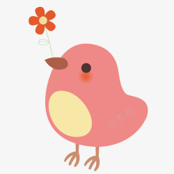 简单小鸟粉色可爱鸟儿可爱卡通矢量图高清图片