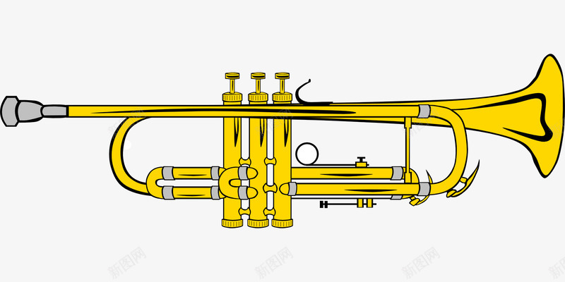 黄色长号png免抠素材_88icon https://88icon.com 乐器 长号 音乐 黄色