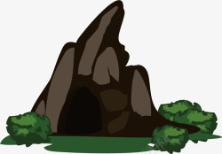 岩石洞穴山洞绿草矢量图高清图片