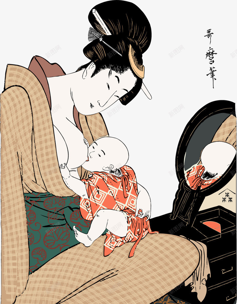 母亲节日本母亲喂奶插画1png免抠素材_88icon https://88icon.com 喂奶插画 日本母亲 母亲节 母爱 矢量人物