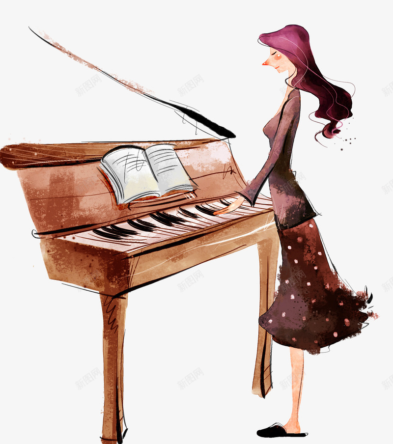 弹钢琴的少女矢量图eps免抠素材_88icon https://88icon.com 卡通手绘 少女 少女PNG矢量图 弹钢琴免扣PNG图 水彩 钢琴 钢琴矢量 音乐 矢量图