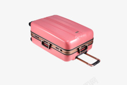 倒放的粉红色行李箱素材