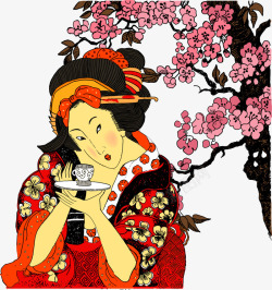 日本手绘女性矢量图素材